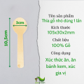 (Túi 100 cái)Thìa Gỗ, Muỗng Gỗ Dài Dùng 1 Lần Chất Lượng Cao An Toàn Cho Môi Trường. 