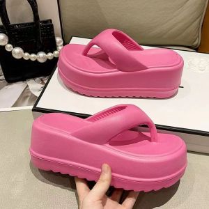 [Free Shipping] Thick-Soled Flip-Flops For Summer Outdoor Wear High-Heeled Sandals Beach Shoes Bathing Sandals