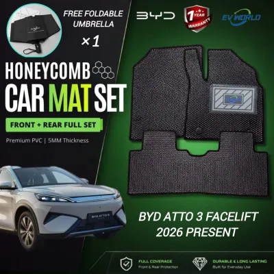 【BA3-3P】EV WORLD New BYD Atto 3 Facelift Car Floor Mat New BYD Atto 3 Premium Honey Comb Car Carpet (2026 Present)