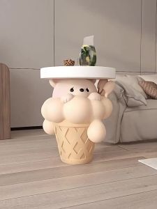 【LDIES】Creamy Bear Floor Decorations Home Accessories Living Room Coffee Table Bedroom Bedside Table Storage Sofa Side Table Housewarming Gift