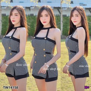 TW14158 Set 2 ชิ้น เสื้อสายเดี่ยว + กางเกงขาสั้น
