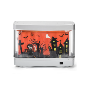 โคมไฟตั้งโต๊ะแบบพกพาพลาสติกไฟกลางคืนฮาโลวีนสำหรับตกแต่งบ้านของตกแต่งงานปาร์ตี้เด็กไฟ LED ขับเคลื่อนด้วย USB เป็นมิตร