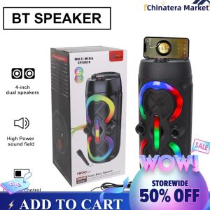 【Chinatera】 Wireless BT Speakers with Mic & Radio Portable Subwoofer Music Player Rechargeable Heavy Bass Sound Speaker for Home Gathering Party