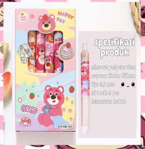 JAZZ ACC / JUAL - 1 PACK isi 6 PCS / BOLPOIN / PEN MOTIF LOTSO KAWAII DAN GAMBAR IMUT 05MM Mekanik Gel Sanrio CAPYBARA POOH POCHA odemei Motif Bolpoin PULPEN GAMBAR Lotso 0.5 mm Tinta Warna Hitam / Buat Bagus Semua Yg suka Lucu GEL MEKANIK 1 SET Pens
