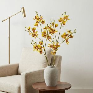 MEZCJ Real Touch Artificial Vanda Orchid Flower Handmade Small Butterfly Orchid Fake Flower Branch Luxury Floral Craft Art 72cm Simulation Mini Orchid Wedding Party Favors