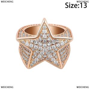 [COD] WEICHENG New Hip Hop Rock Five Star Rings Men Luxury Women Rhinestones Zircon Pentagram Rings Women Wedding Party