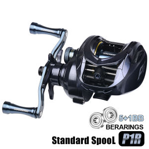 Metal Baitcasting Reel 7.2:1 Long Casting Sea Fishing Reel 5+1BB Black Fishing Reel with Drag Alarm Sound Lure Reel