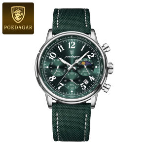 POEDAGAR Luxury Military Sports Watch for Man Waterproof Luminous Chronograph Date Mens Watches Quartz Nylon Leather Men Clock