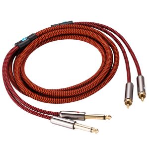 GOLLEY LION Dual 1/4 inch TS to Dual RCA Stereo Audio Cable 2X 6.35mm 1/4 inch TS to 2 RCA Male Adapter Cable