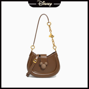 Disney hàng thật chính hãng Mickey loạt màu nâu tất cả các trận đấu đeo chéo thời trang túi phong cách cổ điển thích hợp cá tính hình bán nguyệt Túi
