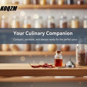 KOQZM Stainless Steel Funnel with Handle Small Metal Funnel for Filling Bottles Liquor Food Grade Quality for Home Bar Cocktail Prep