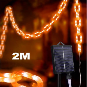 Upgraded 4 LED Per Link Solar Halloween Chain Lights Outdoor Waterproof Decoration IP65 Heavy Duty Auto On Off 8 Modes Memory For Party Yard Garden Orange Purple