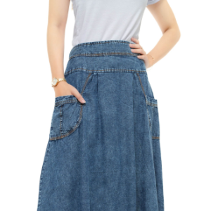 Solacol - Rok Payung Jeans Hitam Snow Model polos Premium