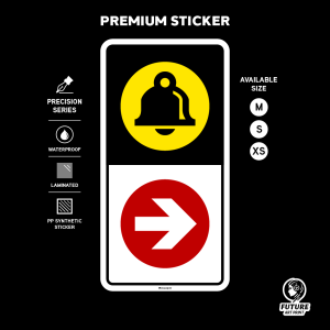 Press Doorbell Door Bell Button Arrow Direction. Sticker Sign Signage Notice Label. Tekan Butang Loceng Pintu Anak Panah