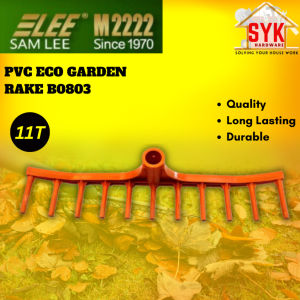 SYK Samlee B0803 Pvc Eco Garden Rake 11T Gardening Tools Kepala Pencakar Rumput Sapu Daun Sampah Cakar Plastik