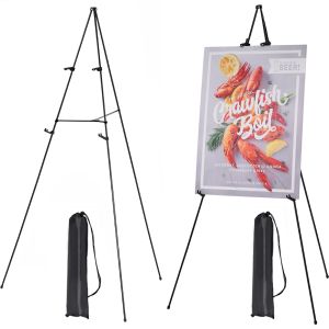 MEEDEN 2 Pcs Easel Stand for Painting and Display: 63" Art Metal Easel Sign Stand with Bag - Portable Foldable Instant Tripod Display Easel Stand for Wedding Painting Canvas Presentations Posters