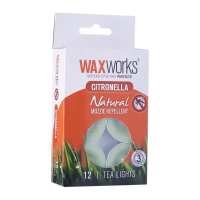 WAXWORKS Citronella Mozzie Repellent 12 Tea Lights - Candles