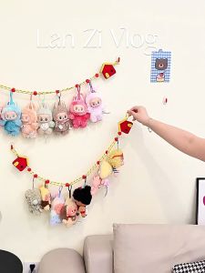 Oldlaiben Doll Storage Hanging Rope No-Drilling Display Rack Wall Plush Stuffed Toy Organizer Daily Home Tali Gantung