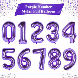 32inch Purple Birthday Aluminum Film Digital Balloons 0-9 Number Latex Foil Balloon For Girls Birthday Party Decoration And Decoration Party Supplies