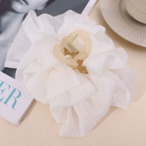 【♡Lovely girls house♡】Korean Oversized Mesh Bow Grab Clip Back Head Hair Shark Clip High-End Temperament Hair Accessories
