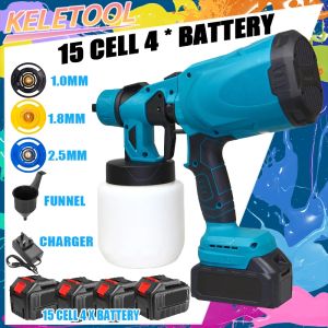 Cordless Electric Spray cat Guns with 3Nozzle Flow Control Airbrush High Power Portable Paint Sprayer 800ML for home