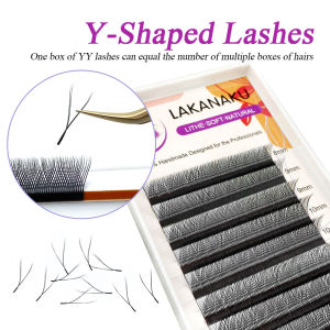 Lakanaku Y Yy Shape Mesh 8-15mm C/D Curl Natural Eyelash Extension Makeup Lashes Hand-Woven Y False Eyelashes Premade Volume Lash