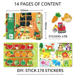 Lion 30 Pages Sticker Game Busy Book For Toddlers Baby Activity Book Early Education Learning Book For Kids Girls Boys Gifts