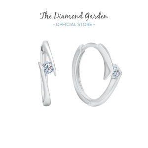 TDG 10K White Gold Lab-Grown Diamond Contemporary Hoop Earrings