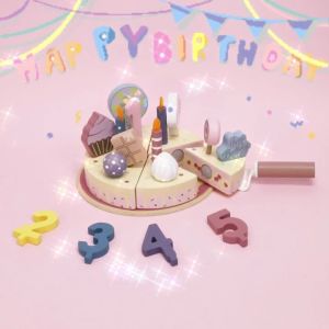 Wooden Kids Kitchen Toys Simulation Birthday Cake Toy Pretend Play Cutting Food Game Children Role Play Toy Gifts for Boy Girl2026