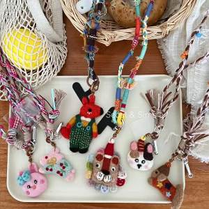 South Korea ins New handmade wool felt animal phone chain with colorful tassels Cute and sweet niche pendants and ornaments