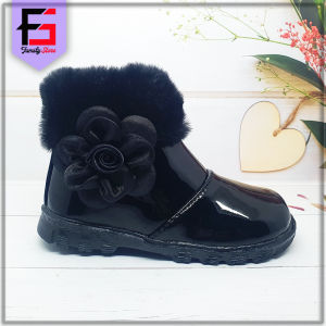 Sepatu Boots Resleting Anak Perempuan Bunga Lotus / Sepatu Boots Bulu Anak Balita Cewek Lucu Trendy