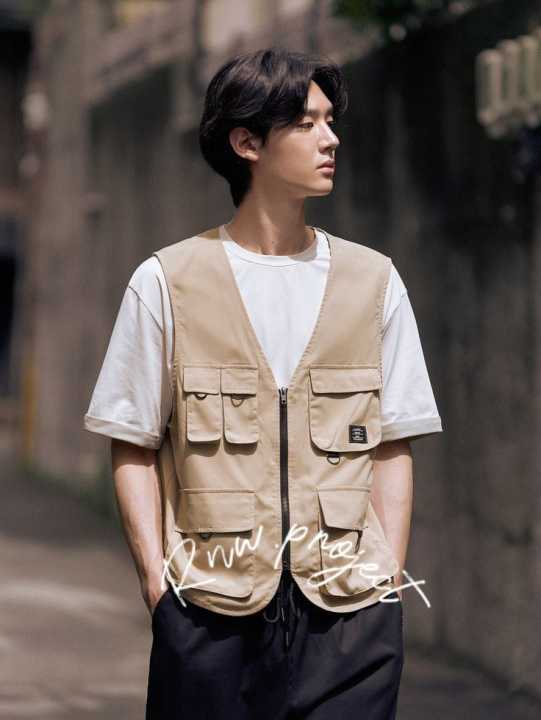 Rompi Vest Cargo Zipup Bahan Cotton All Seasons Gaya Desain Korea