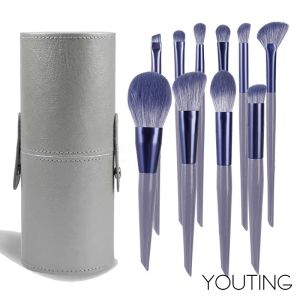 Makeup Brushes 10-Piece Purple Makeup Brush Set with Foundation Powder Mineral Eye Face Make Up Brushes Holder