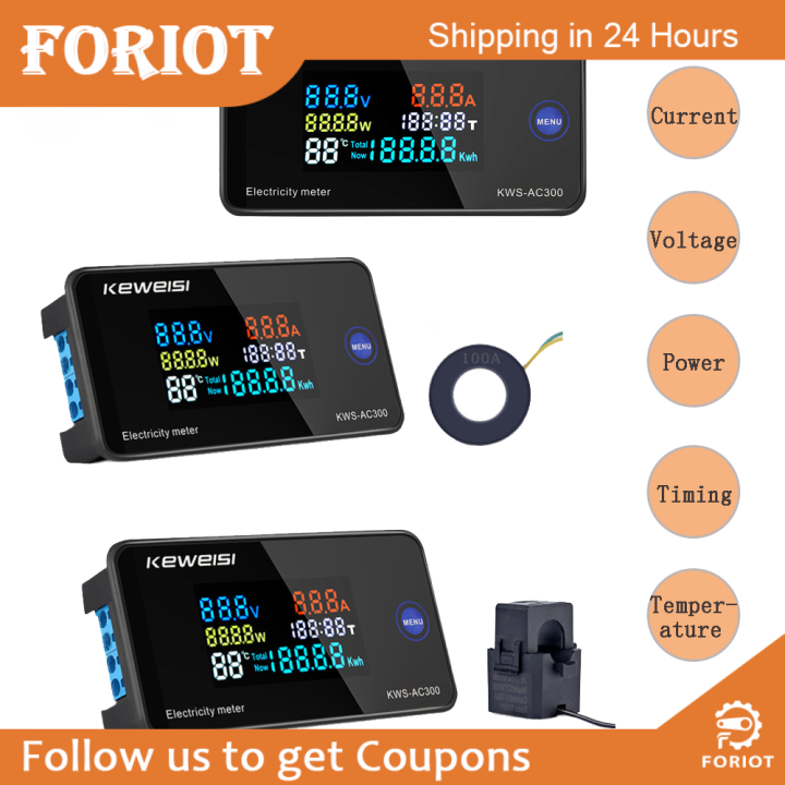 Foriot [100% Original] AC 50-300V Voltmeter Ammeter KWS Power Energy ...