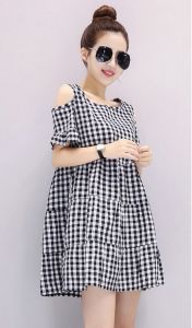 MYDU SALE | MS 167 – ĐẦM XÒE SỌC CARO TRẮNG ĐEN DỄ THƯƠNG