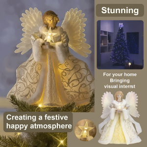 Golden Angel Doll Christmas Tree Ornament Glitter Christmas Angel Pendant Christmas Tree Topper Ornament
