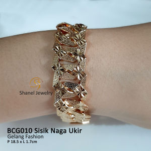 Frida Jewelry Bracelet Gelang Tangan sisik naga ukir Besar Gold Silver perhiasan Import Premium quality Emas Perak Cocok untuk pesta jalan jalan kondangan BCG010