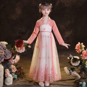 daxiang Hanfu girls autumn clothing ancient costume Super fairy jacket and dress fairy Autumn elegant kids skirt Chinese style long sleeve dress