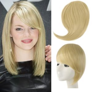 HEALMEYOU High quality Blonde Party Girls Heat Resistant Fiber Hair Extensions Hair Accessories Women Clip In Side Bangs Fake Fringe False Hair Bangs Oblique Bangs Wigs
