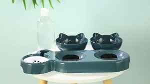 ชามชามเอียงป้องกันสำหรับแมวและรูปหูให้อาหารแมวแบบไม่ลื่นอุปกรณ์ชามอาหารสำหรับแมวและสัตว์เลี้ยงยกคอ