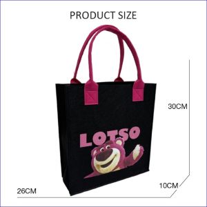 Túi vải nỉ LOTSO form vuông tiện lợi đa năng họa tiết hoạt hình gấu dâu Size chất liệu mềm mại tiện lợi chất lượng cao