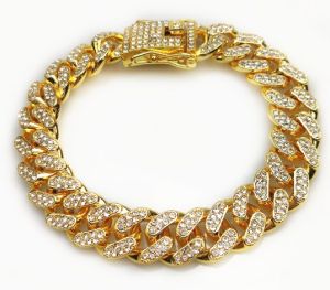 Lắc tay nam thép inox đính đá dây xích phong cách hip hop retro cá tính đẹp mắt