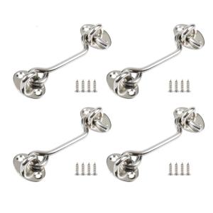 4lots Heavy Gauges Stainless Steel Window Hook Latches Rustproof Hook for Sheds Sliding Door Secret Lock Mechanism