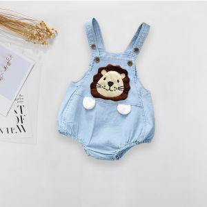 IENENS Summer Baby Boy Girl Bodysuit Overalls Jumpsuit Cartoon Cotton Sleeveless Pants Outfits Newborn Shorts Clothes Toddler Infant Kids Denim Clothing Jumpers Dungarees 6 12 24 Months