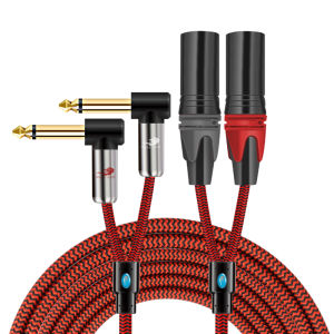GOLLEY LION 1/4 Inch Dual 6.35mm Mono TS to 2 XLR Male Audio Cable for Microphone Mixer Camera Amplifier Soundbox