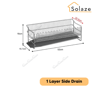 Solaze 304 Stainless Steel Deep Large Dish Drying Rack and Utensil Cutlery Holder Rustproof Stainless Steel Over Sink Dish Rack Basket Shelf