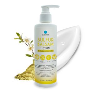 Dr. Robaina Sulfur Balsam Lotion – Lightweight Moisturizer for Dry Flaky & Itchy Skin – Calms Redness Supports Skin Barrier & Locks Hydration – Shea Butter & Tea Tree – 8 fl oz USA Made