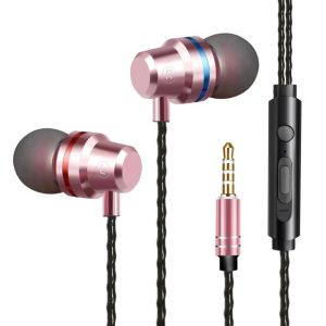 VTUOGE wired earphone 3.5mm extra bass straight line PC subwoofer headset in-ear metal sports music Mobile phone headphone with Mic