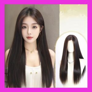 [TẶNG LƯỚI] Tóc giả nguyên đầu 2 mái dáng suông thẳng dài 60cm có da đầu - TG21