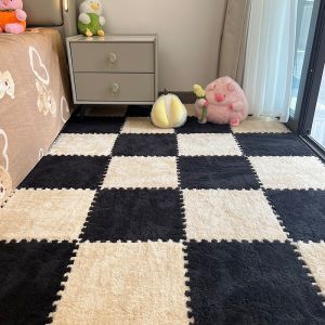 【SG Stock】Multi-Color Plush Puzzle Floor Tiles Soft Fluffy Interlocking Mats For Kids Room
